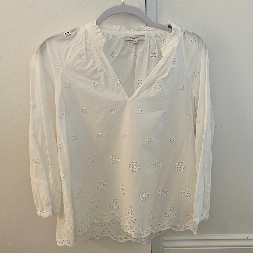 Madewell white poplin top